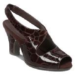 BEVERLY HILLS CA BROWN PATENT LEATHER SLINGBACK PUMPS ALLIGATOR