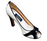 WOMENS BLACK AND WHITE LEATHER  SPECTATORS SHOES WITH BOW TIE