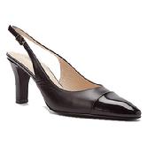 WOMEN'BLACK SLINGBACK CAP TOE LEATHER WITH PATENT LEATHER TOE PUMPS CUSTOM MADE