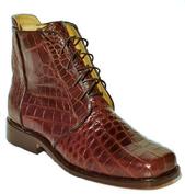 MENS LIGHT BROWN HIGH TOP ALLIGATOR SHOES CUSTOM BESPOKE HANDMADE LEATHER/SKIN
