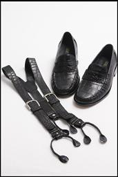 BLACK CUSTOM ALLIGATOR SUSPENDERS CUSTOM HANDMADE MENS DRESS SHOES BLACK CUSTOM ALLIGATOR SUSPENDERS