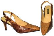 WOMEN CROCODILE  LEATHER SLINGBACK PUMPS