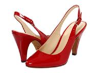 CUSTOM HANDMADE BESPOKE RED PATENT LEATHER SLINGBACK WOMEN�S PUMPS