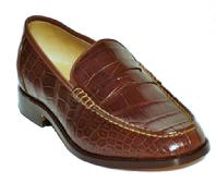 MENS BROWN PENNY LOAFER HANDMADE CUSTOM ALLIGATOR LEATHER/SKIN SHOES LOS ANGELES CA
