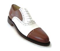 Handmade light brown and white leather spectator men�s large wide shoes